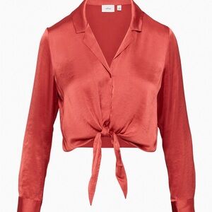 Wilfred Satin Tie-Front Blouse - Terracotta